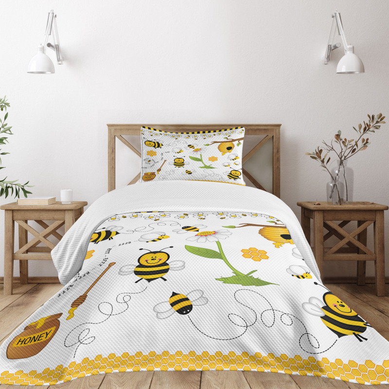 Bees Daisies Chamomile Bedspread Set