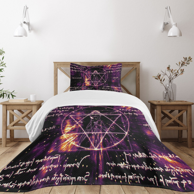 Vitruvian Man Occult Bedspread Set