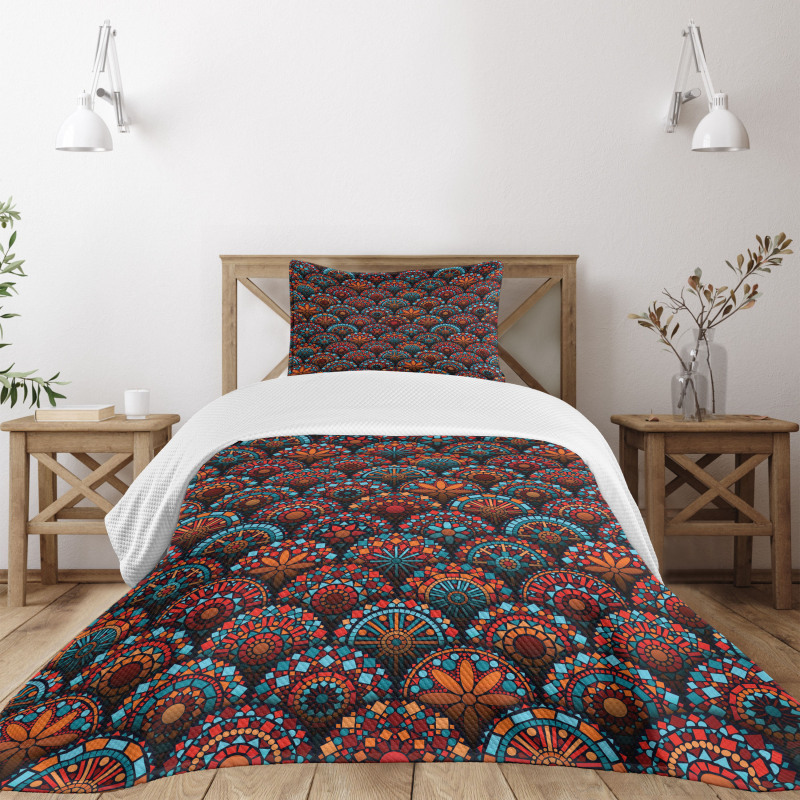 Geometric Floral Forms Bedspread Set