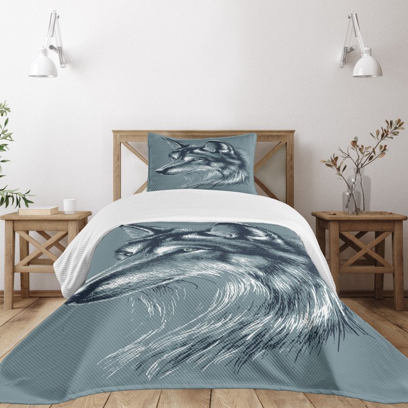 Wild Exotic Wolf Image Bedspread Set