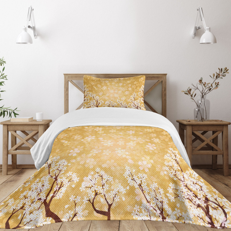 Trees Blossom in Spring Bedspread Set