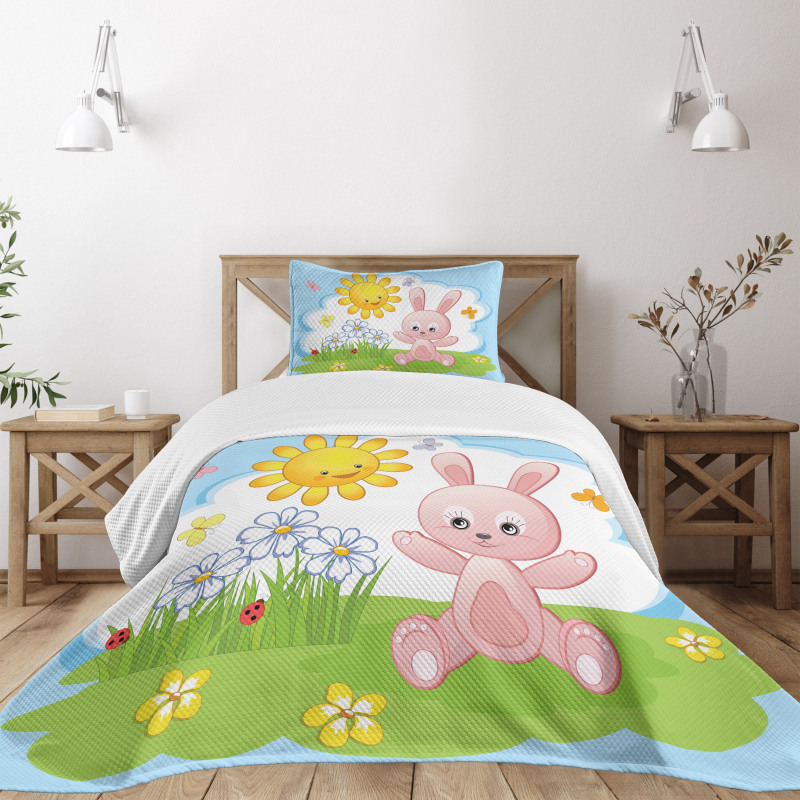 Rabbit in Garden Bedspread Set