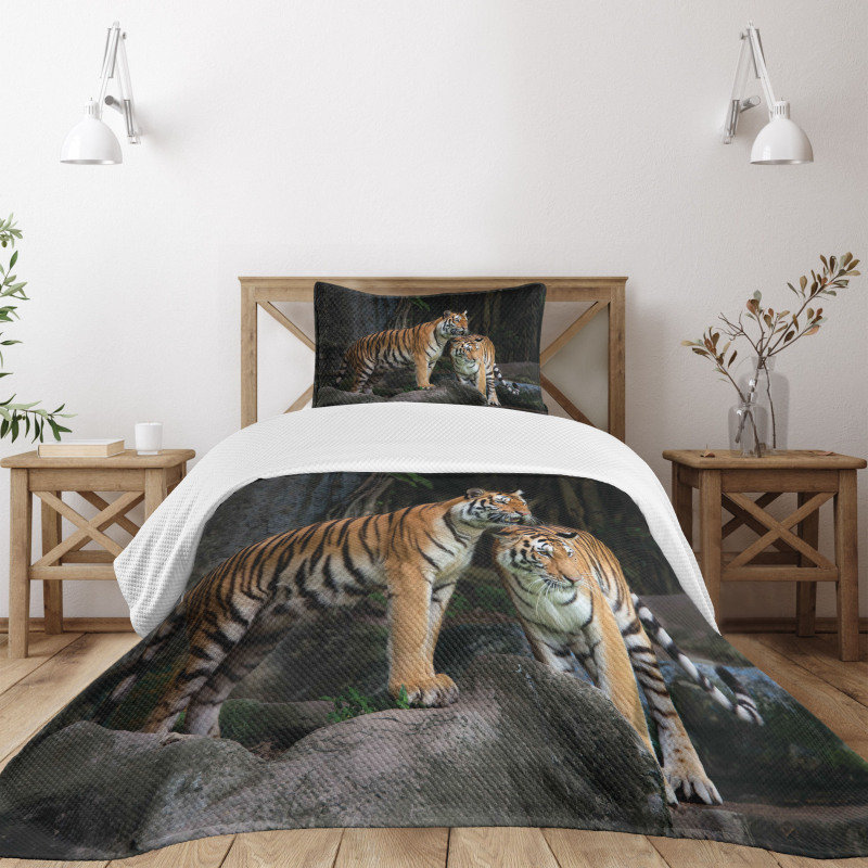 Tiger Couple in Jungle Bedspread Set
