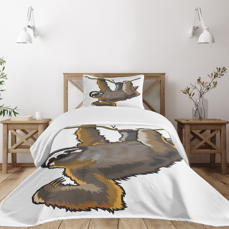 Lazy Sloth Bear Cartoon Bedspread Set