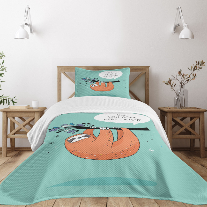 Flirty Sloth Cartoon Bedspread Set