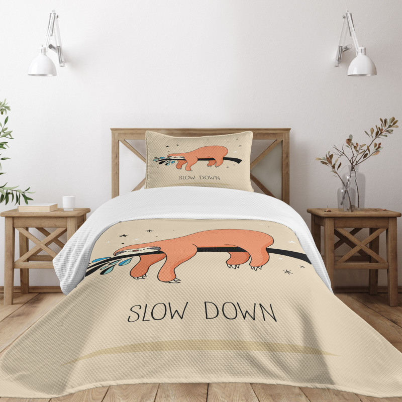 Sleepy Sloth Cartoon Bedspread Set