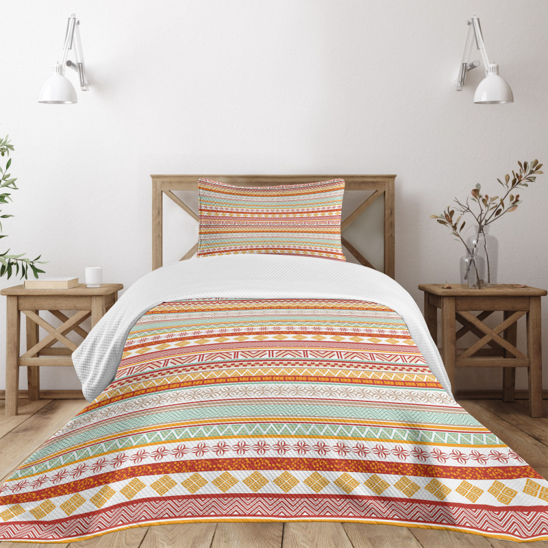 Striped with Art Bedspread Set