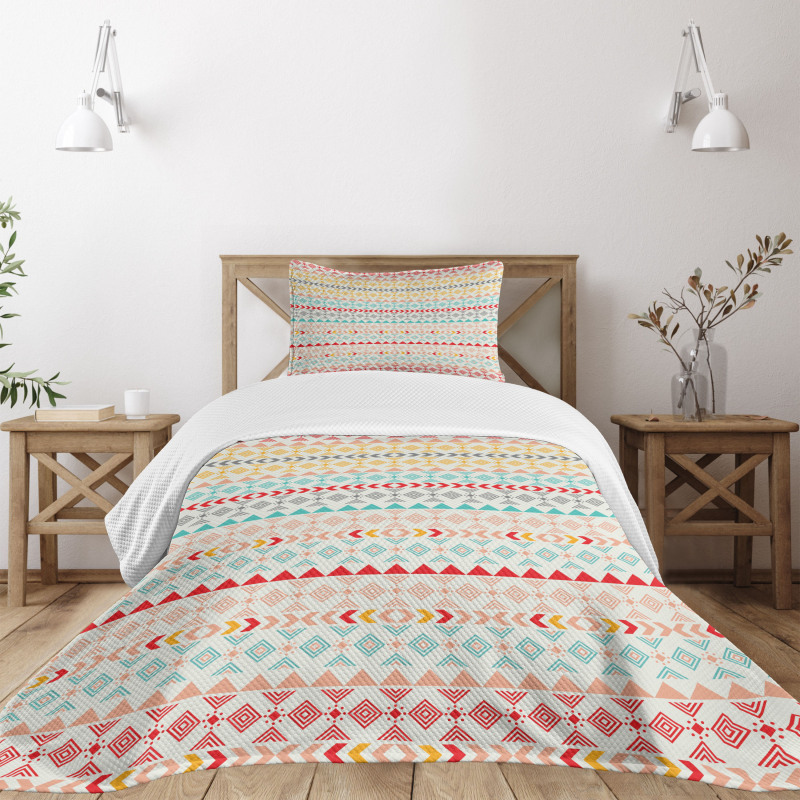 Boho Stripes and Shapes Bedspread Set