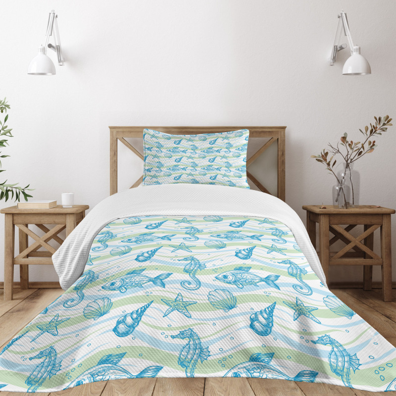 Ocean Shell Starfish Bedspread Set