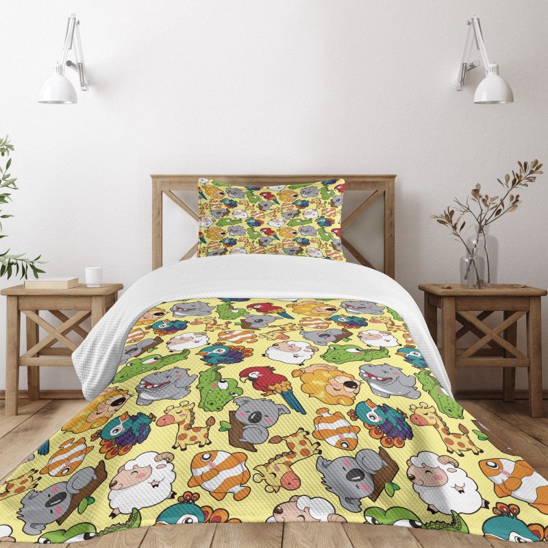 Hippo Giraffe Koala Bedspread Set