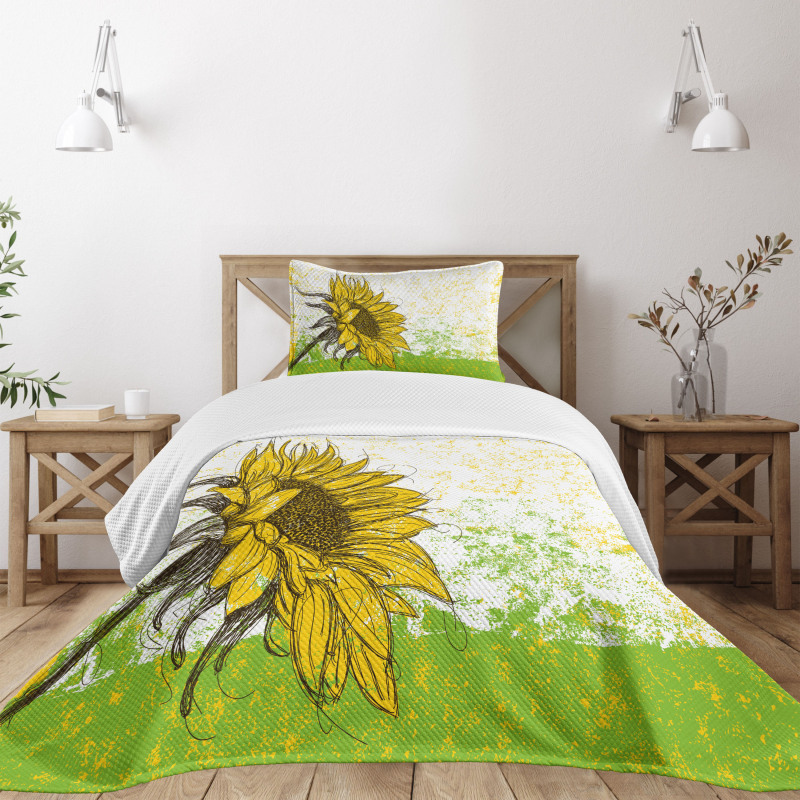 Floral with Sunflowers Bedspread Set