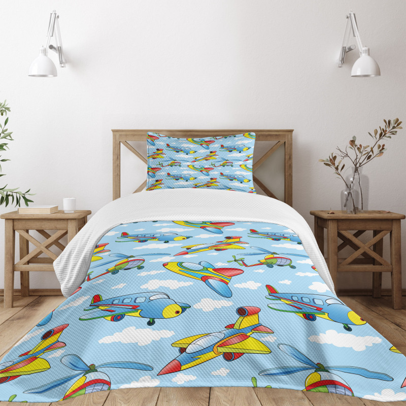 Planes and Helicopters Bedspread Set