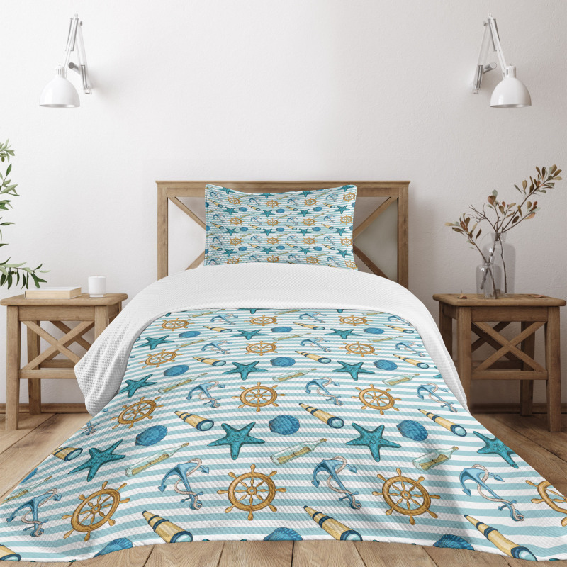 Anchor Wheel Starfish Bedspread Set