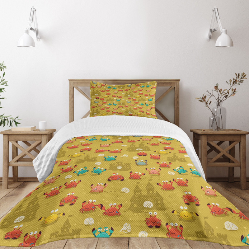 Crab Shell Sand Castle Bedspread Set