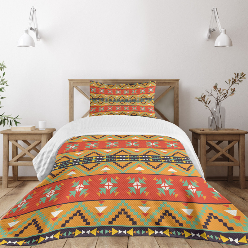 Tribal Aztec Motifs Bedspread Set