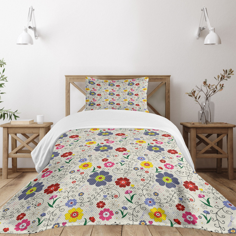 Flower Butterfly Pattern Bedspread Set
