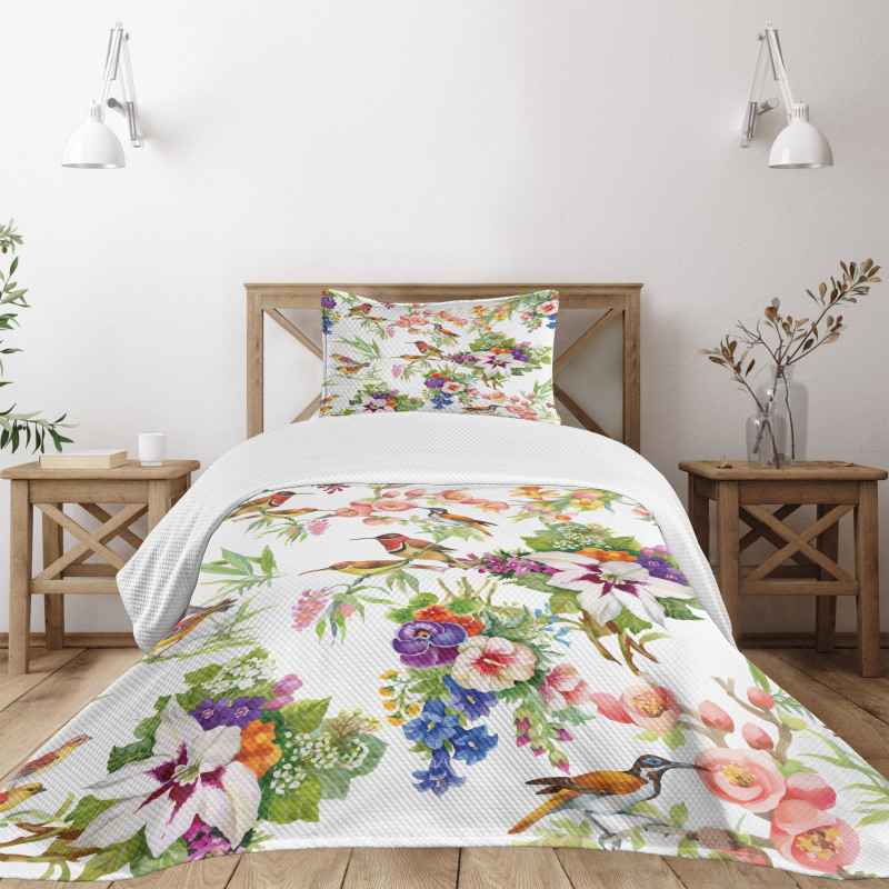 Exotic Spring Flowers Bedspread Set