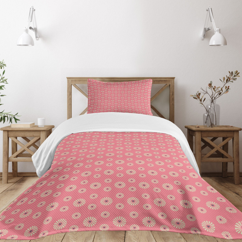 Love Theme Flowers Bedspread Set