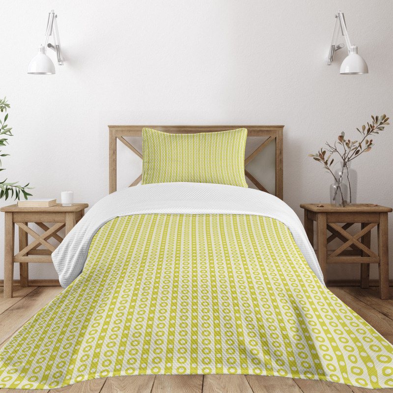 Vertical Stripes and Dots Bedspread Set