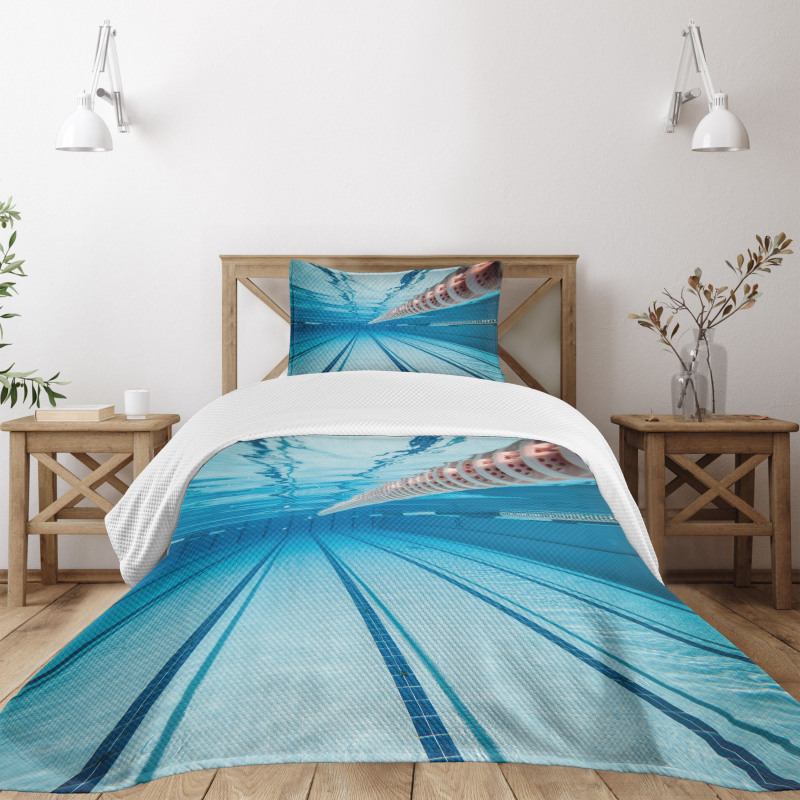 Swimming Pool Sports View Bedspread Set