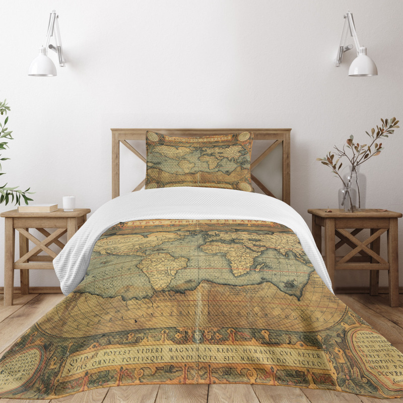 Vintage Atlas Old Chart Bedspread Set