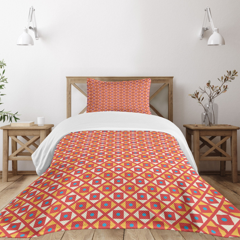 Dots Squares Checked Bedspread Set