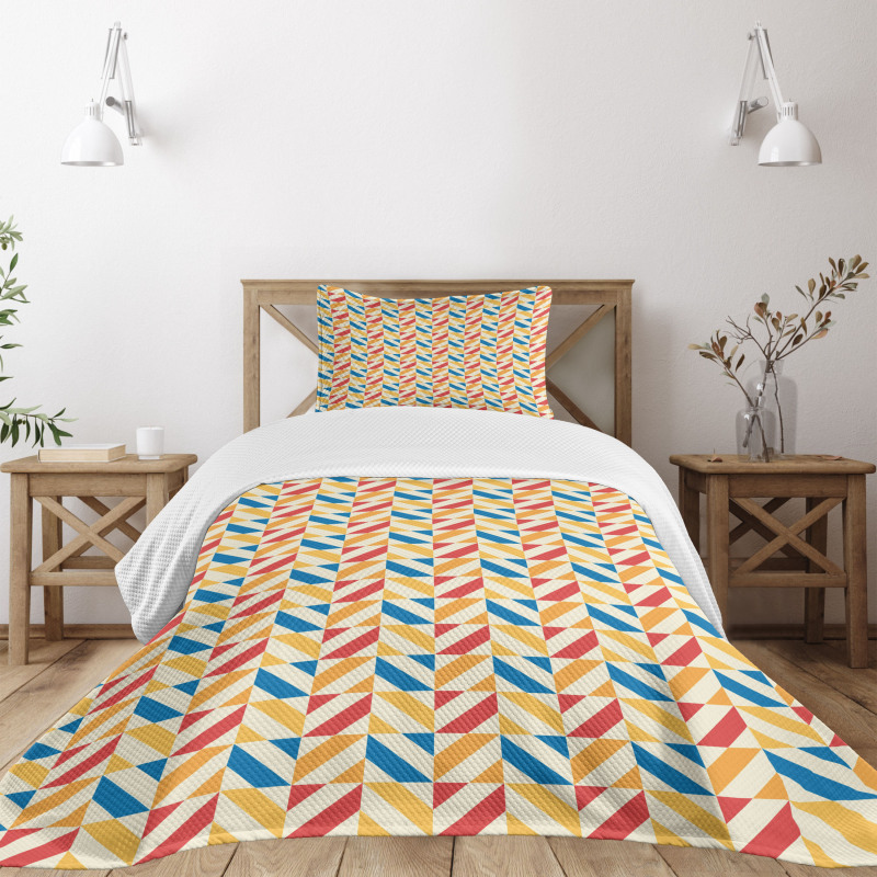 Diagonally Striped Squares Bedspread Set