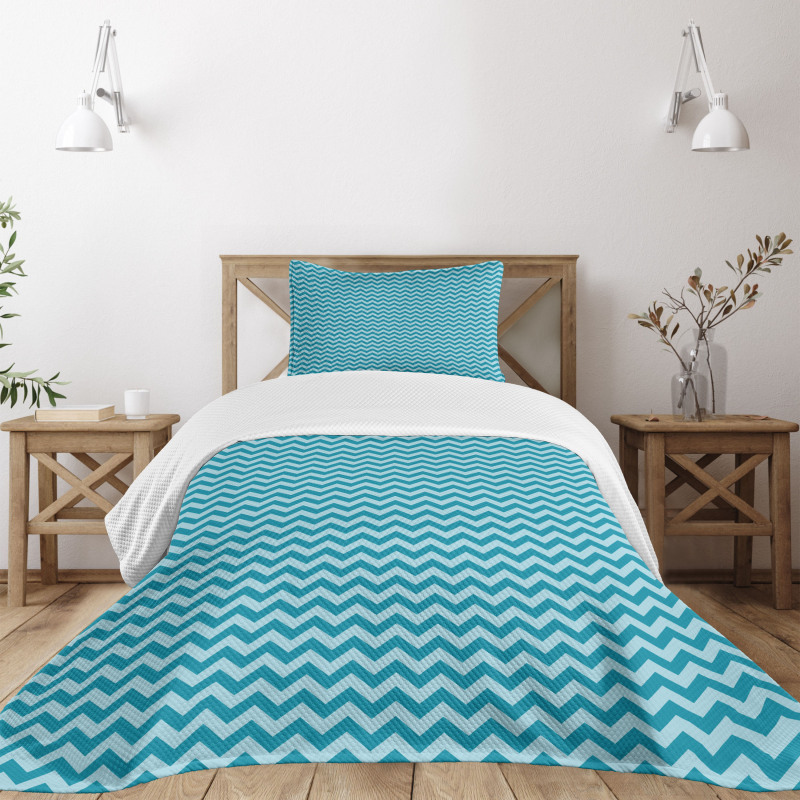 Sea Colored Zigzags Bedspread Set