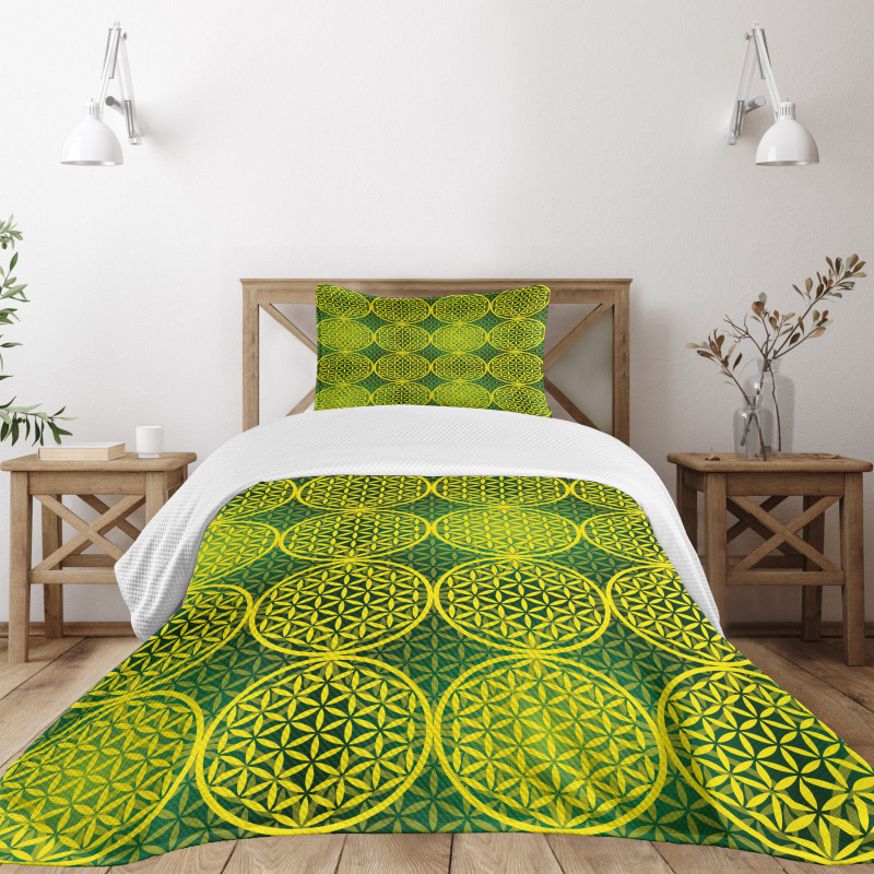 Vivid Flower of Life Bedspread Set