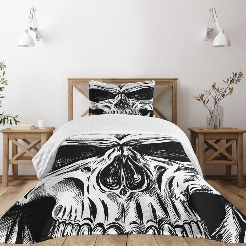 Gothic Sketch Evil Face Bedspread Set