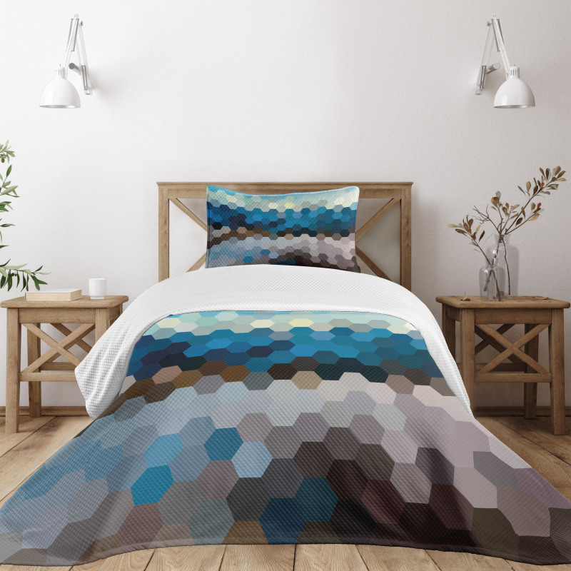Geometric Puzzle Blurry Bedspread Set