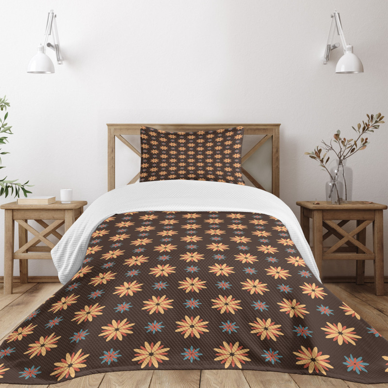 Summer Time Orange Flower Bedspread Set