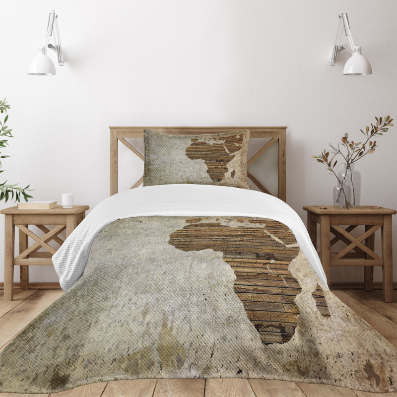Wooden Plank Map Bedspread Set