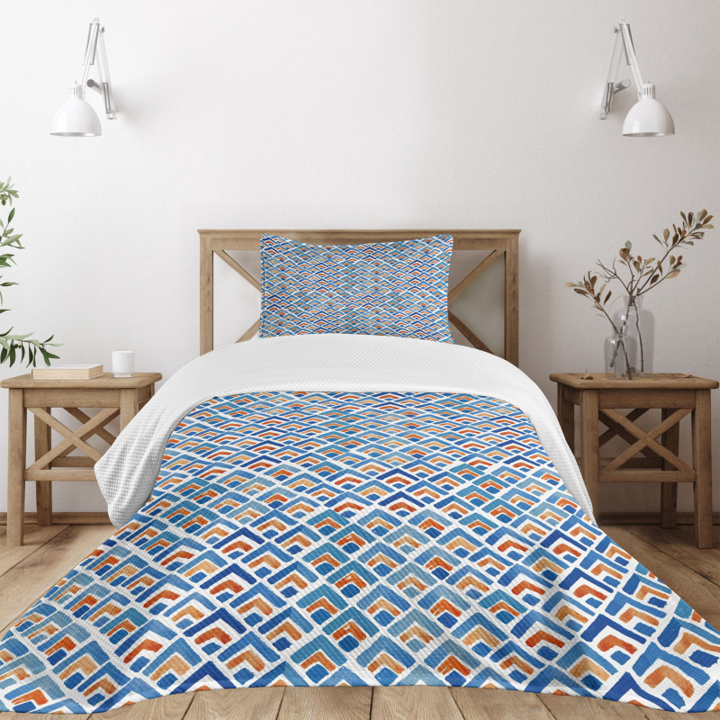 Chevron Watercolor Art Bedspread Set