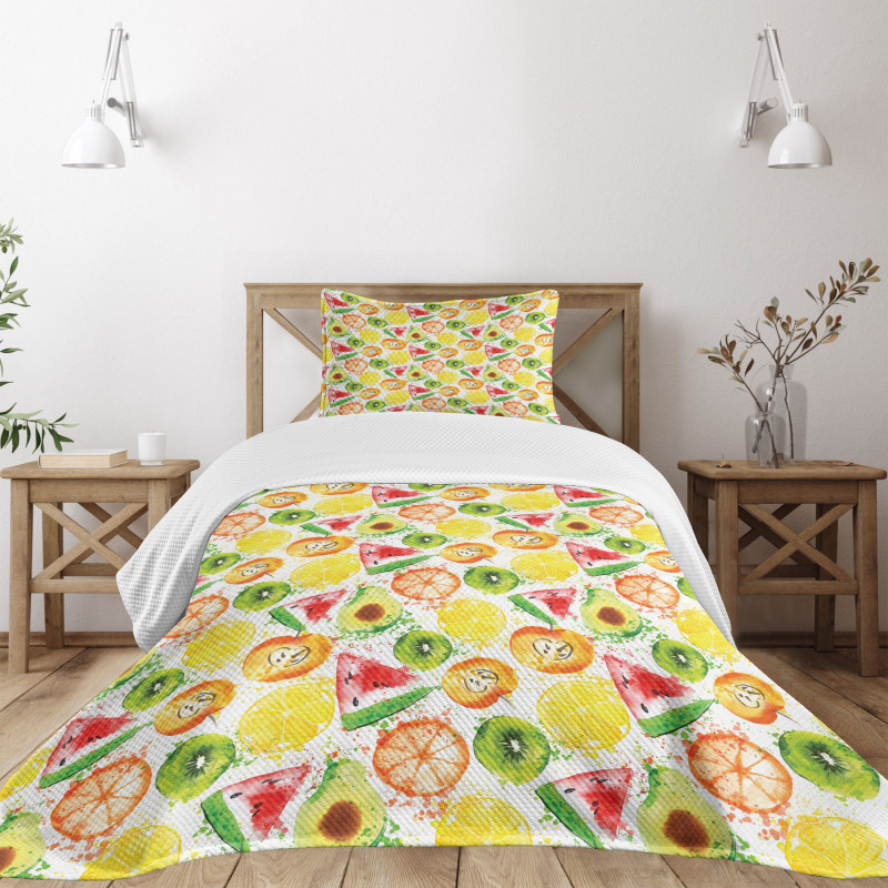 Watermelon Kiwi Avocado Bedspread Set