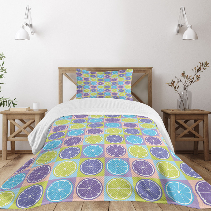 Lemon Pattern Citrus Bedspread Set