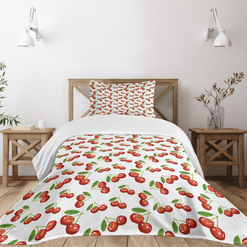 Cherry Fruit Pattern Bedspread Set