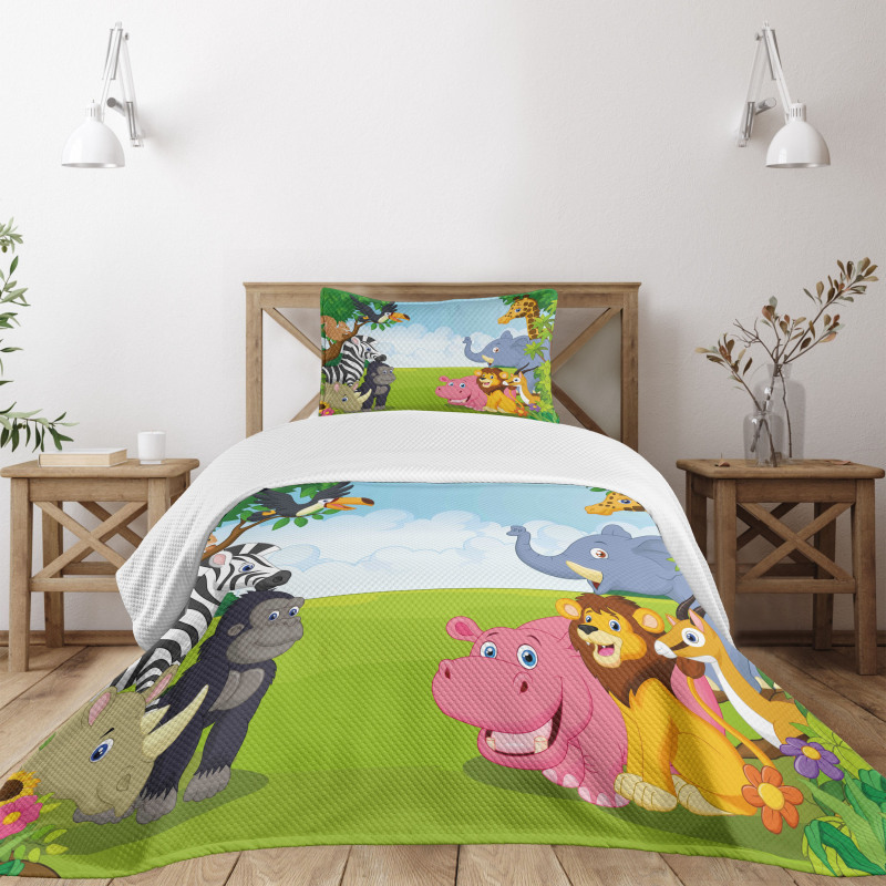 Kids Safari Animals Bedspread Set