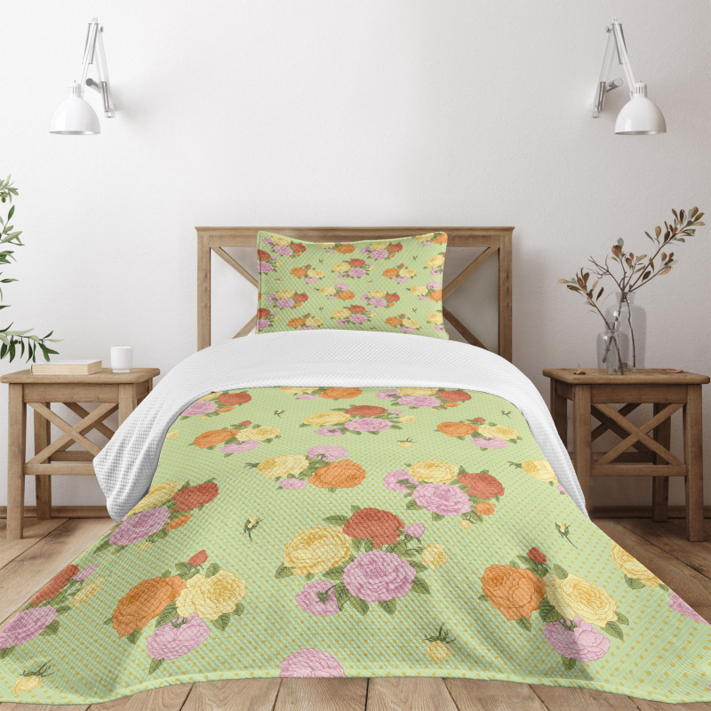 Vintage Flower Rose Bedspread Set