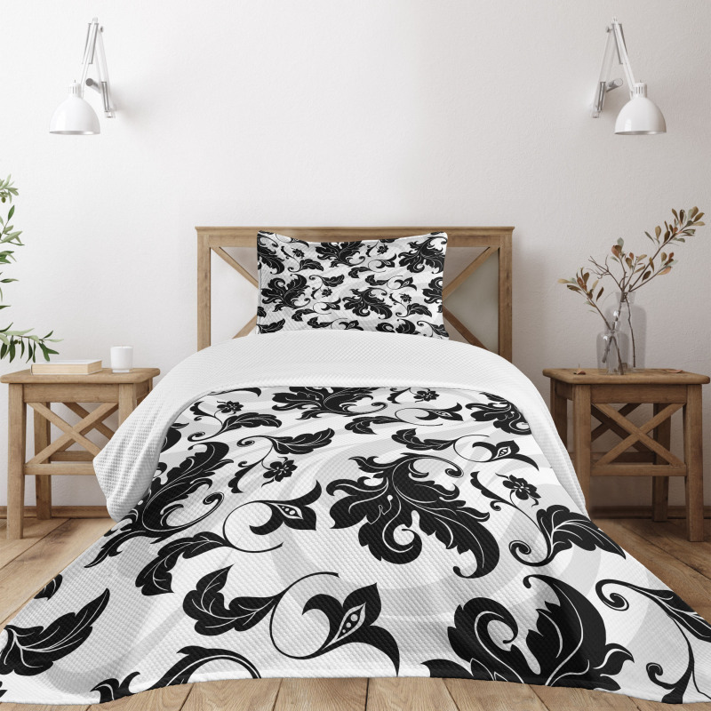 Abstract Leaf Ivy Swirl Bedspread Set