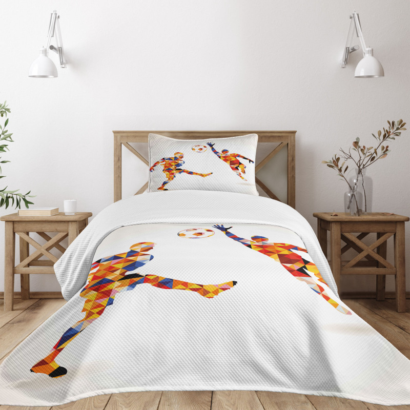 Colorful Footballers Bedspread Set