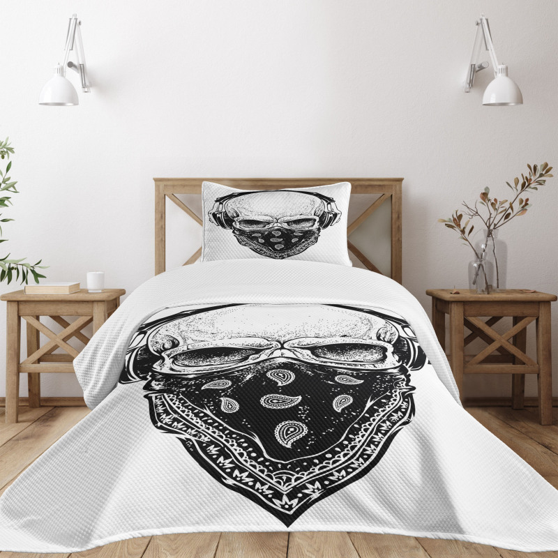 Gothic Skull Headphones Bedspread Set