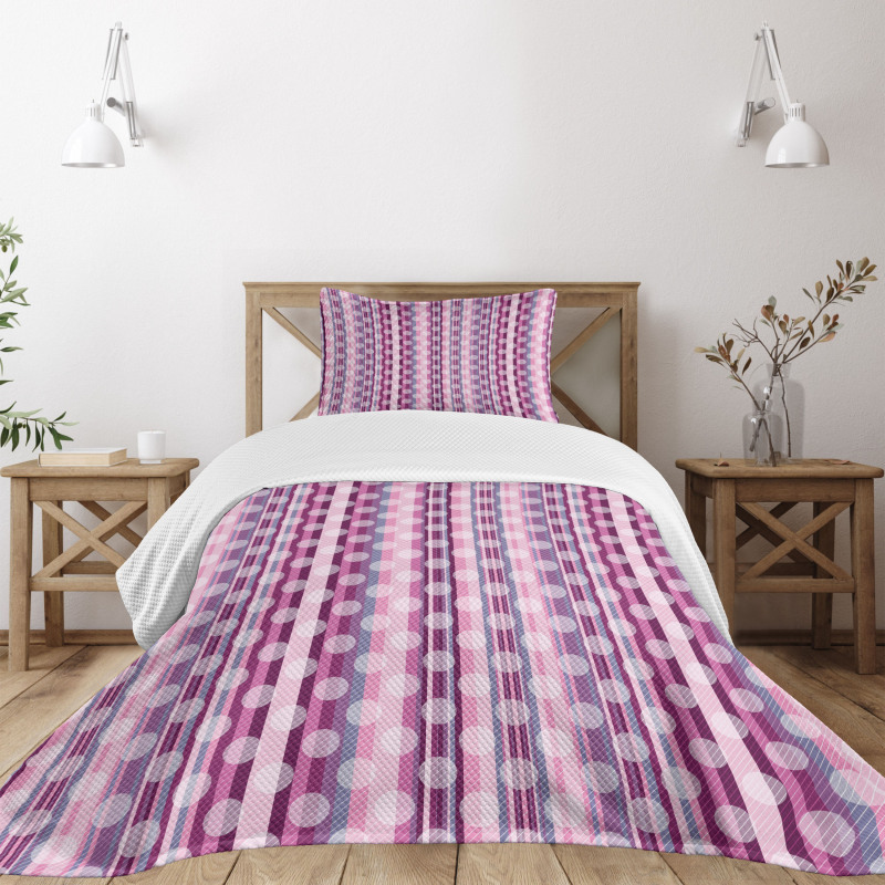 Abstract Rounds Line Bedspread Set