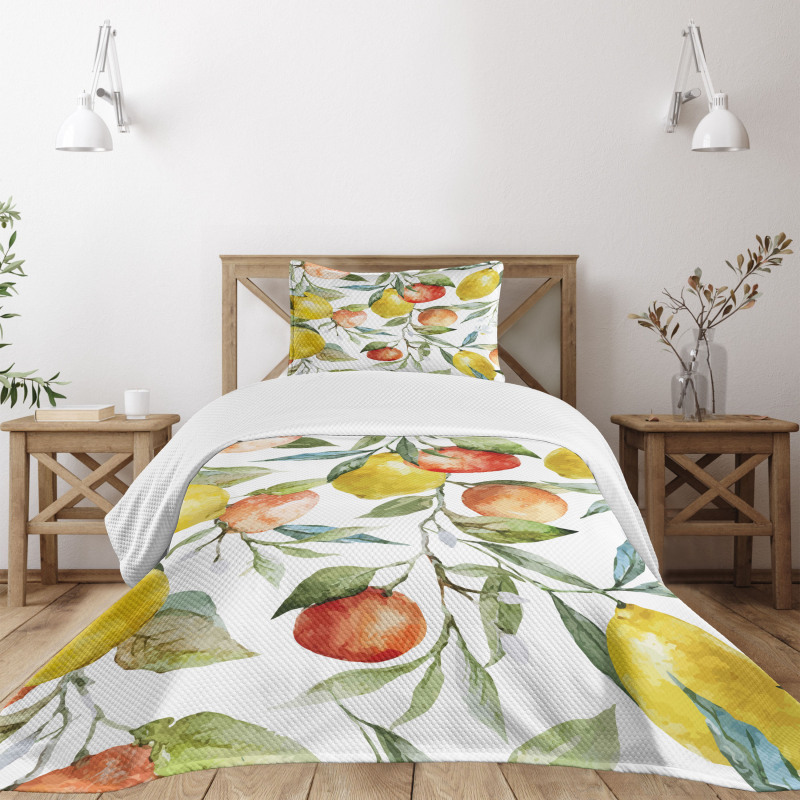 Orange Clementine Tree Bedspread Set