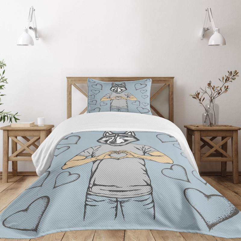 Dog Hearts Romantic Bedspread Set