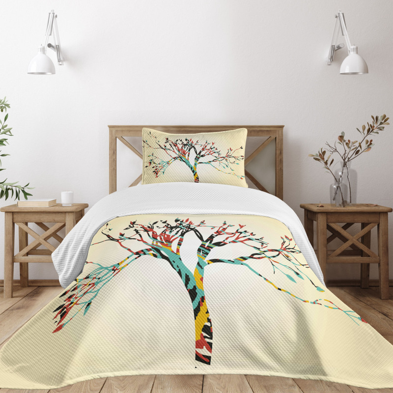 Abstract Colorful Tree Bedspread Set