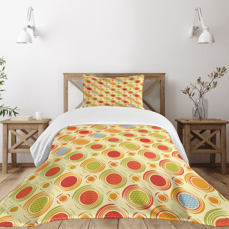 Colorful Dots Striped Bedspread Set