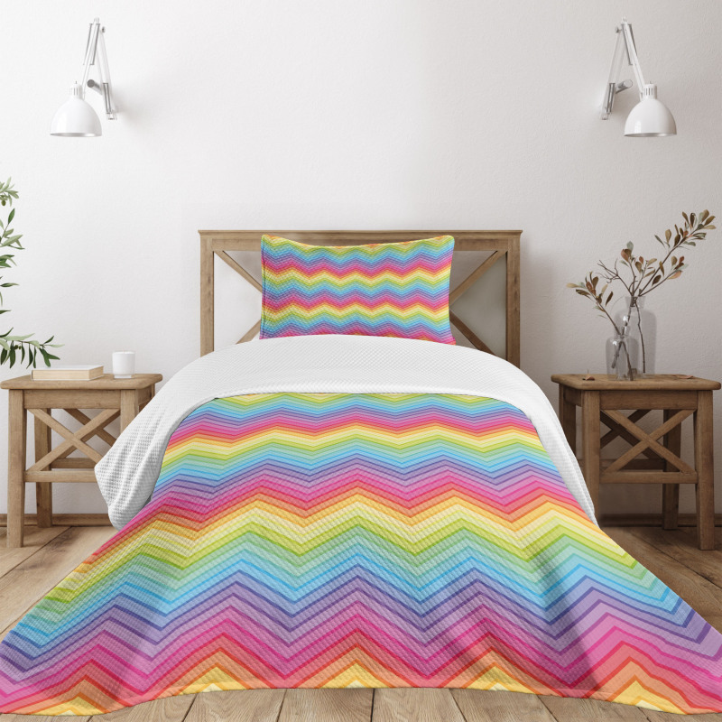 Colorful Vivid Chevron Bedspread Set
