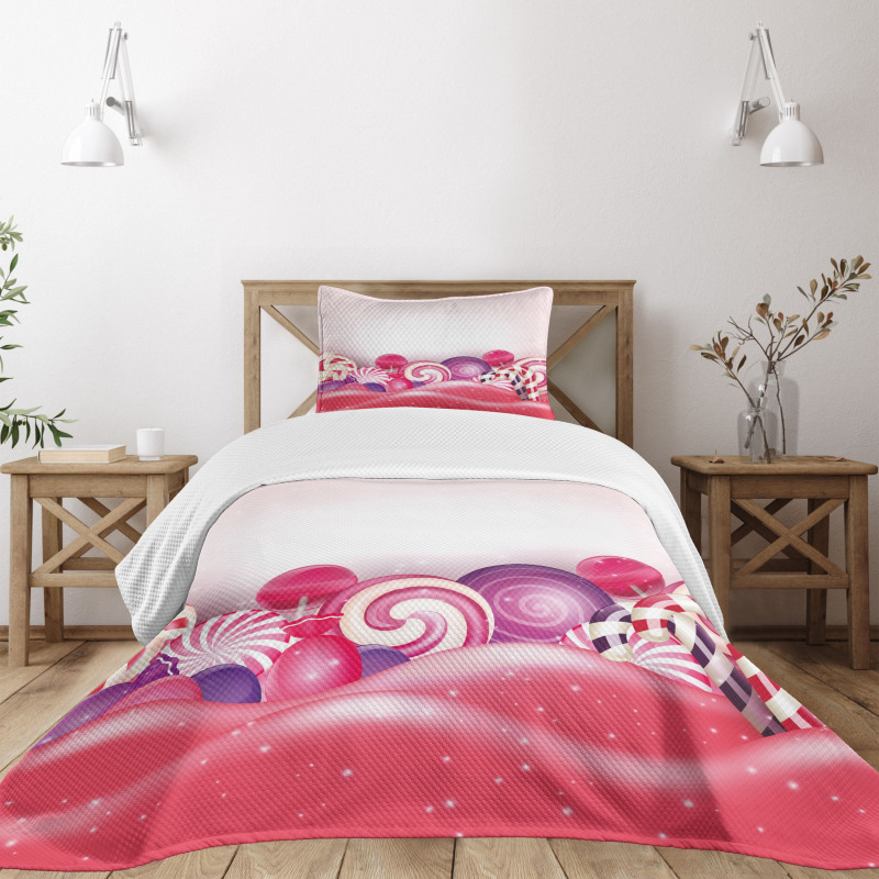 Rainbow Swirl Lollipop Bedspread Set