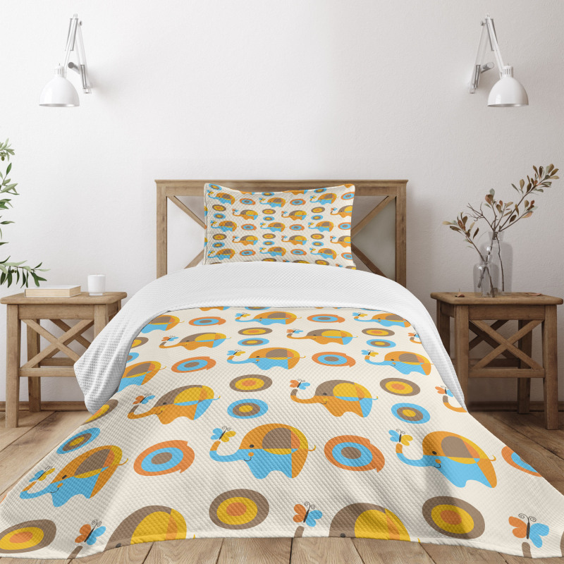 Elephant Butterfly Bedspread Set